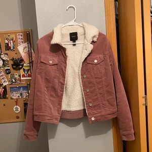 F21 Pink Sherpa Corduroy Jacket